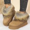 Fashion Faux Suede Furry Snow Boots for Women Winter Fashion Round Toe Slip On Ankle Boots Woman Anti Slip Platform Warm Booties Mujer