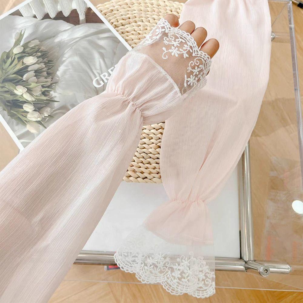 Защита от солнца Длинные нарукавники Дышащие Летние Нарукавники Защита от УФ-лучей Кружевные Рукава Велоспорт