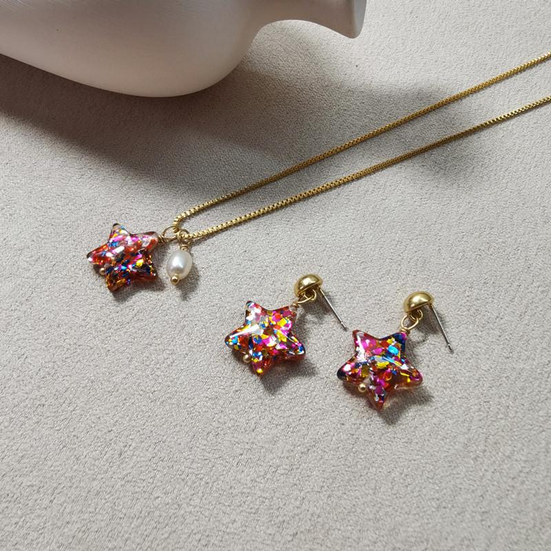 2021 Colorful Retro Star Christmas 925 Silver Earrings