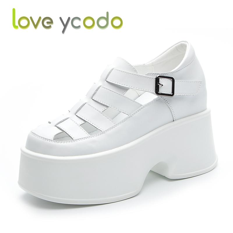 love ycodo Брендовые женские и студенческие летние сандалии из натуральной кожи на толстой подошве