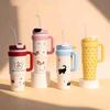 12 Hour Thermal Retention Stainless Steel Tumbler With Jumbo Straw Leak Proof Lid Ergonomic Handle For Outdoor Office Use