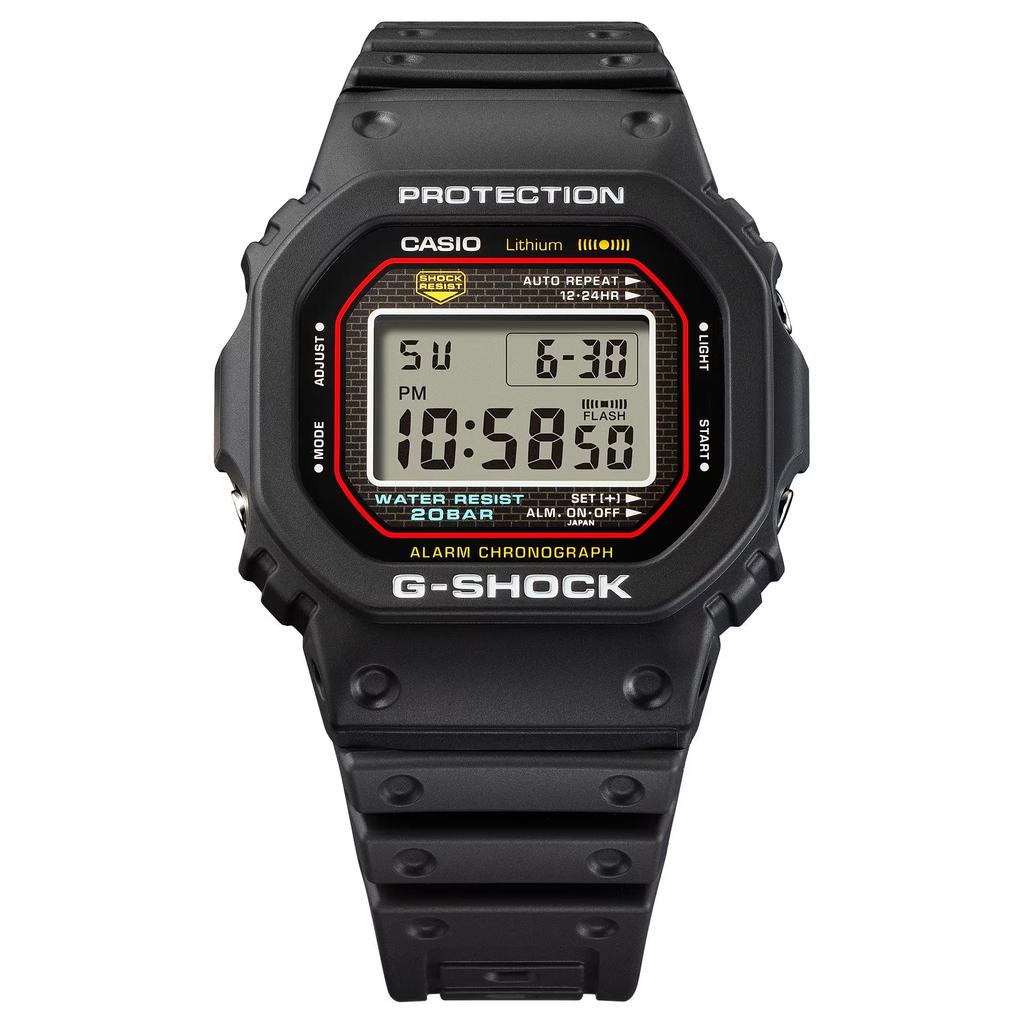 Casio Цифровые часы Унисекс Серый циферблат Водонепроницаемость 200м Кварцевый механизм Ремешок из смолы DW-5000R-1APR
