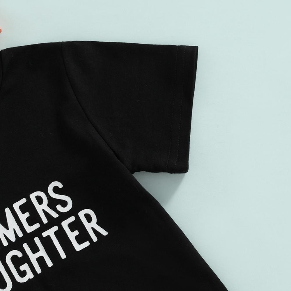 Летняя черная футболка для маленьких девочек + шорты с принтом крупного рогатого скота + повязка на голову, комплект из 3 предметов, одежда для детей от 0 до 24 месяцев