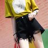Pants Classic and Minimalist Fashion Versatile Black Broken Holes Burlap Thin Section A Word High Waist Loose Wide Leg Shorts Female Denim Shorts