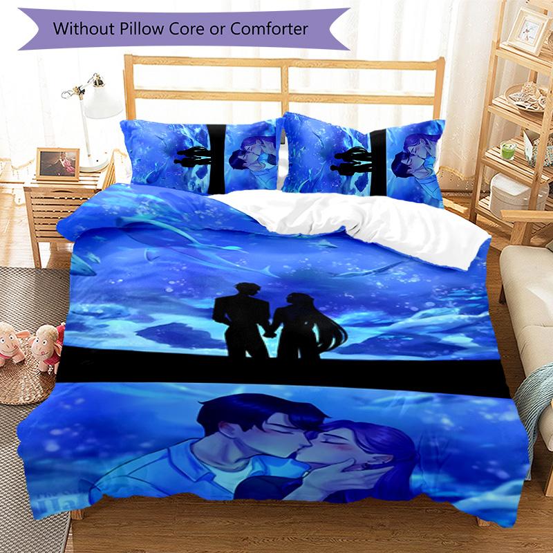 KPOP Hunter 3pcs Bedding Set Duvet Cover Closure Includes 1 Duvet Cover & 2 Pillowcases for All Seasons Bedroom Home Dorm Decor
