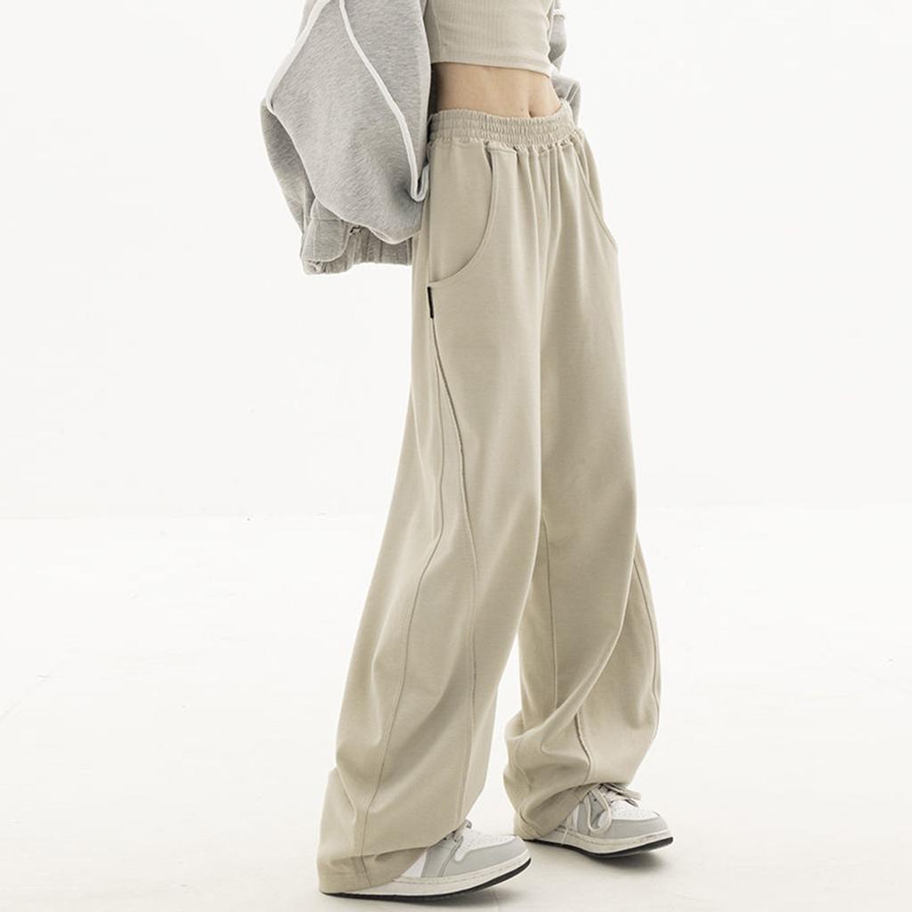 Новые спортивные брюки женские повседневные осенне-зимние эластичные карманы прямые свободные санитарные брюки модные широкие брюки S-2XL
