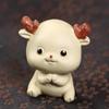 Mini Deer Statue Tea Pet Adorable Ornament Small Cute Figurine Cartoon Sculpture for Bedroom