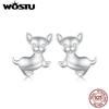 925 Sterling Silver Mini Lovely Chihuahua Dog Stud Earrings For Women Lovely Pet Screw-back Earring Girl Jewelry Gift