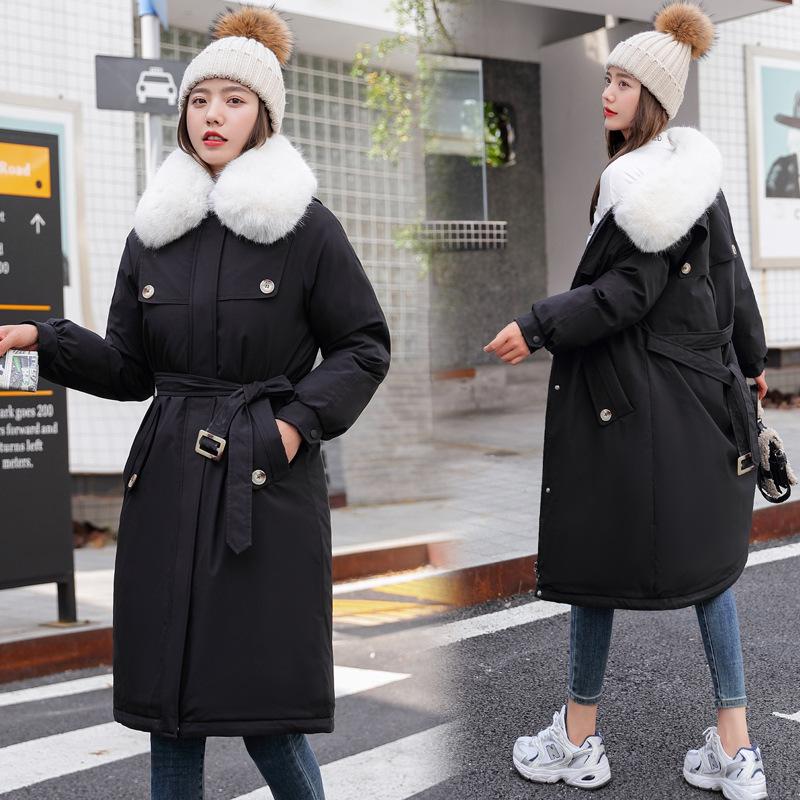 Женская зимняя корейская версия свободного покроя с большим меховым воротником, утолщенная модная куртка-стеганая куртка