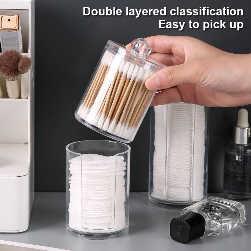 Transparent Cotton Swab Makeup Pad Dispenser Storage Box Multifunctional Bathroom Cosmetics Storage Box Cotton Round Holders