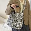 Модная холщовая сумка женская сумка-тоут большой емкости сумка подмышкой винтажная леопардовая сумка через плечо с рисунком