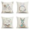 Home Decor Easter Rabbit Floral Pattern Cushion Covers Pattern Cushion Cover Suitable For Sofa Bedroom Car Pillow Cover