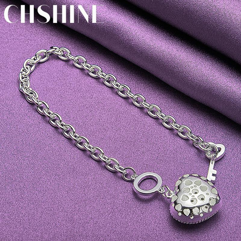 CHSHINE 925 Sterling Silver Heart Pendant Bracelet Fashion Charm For Women High Quality Jewelry
