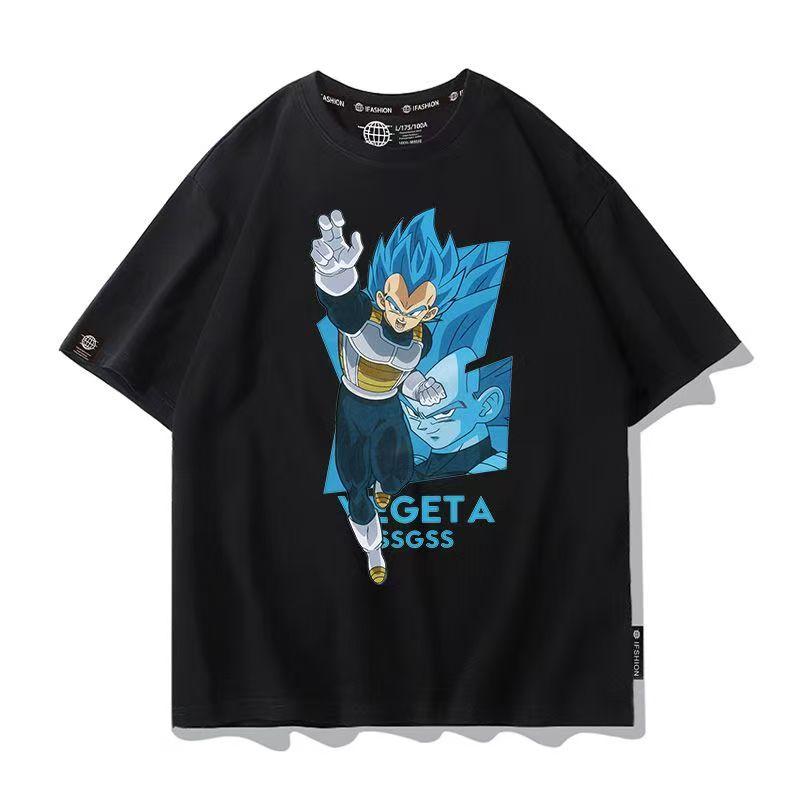 Мужская футболка с совместным брендингом Аниме Dragon Ball, летняя, дышащая, с коротким рукавом, Супер Сайян Гоку Вегета, мультяшный топ
