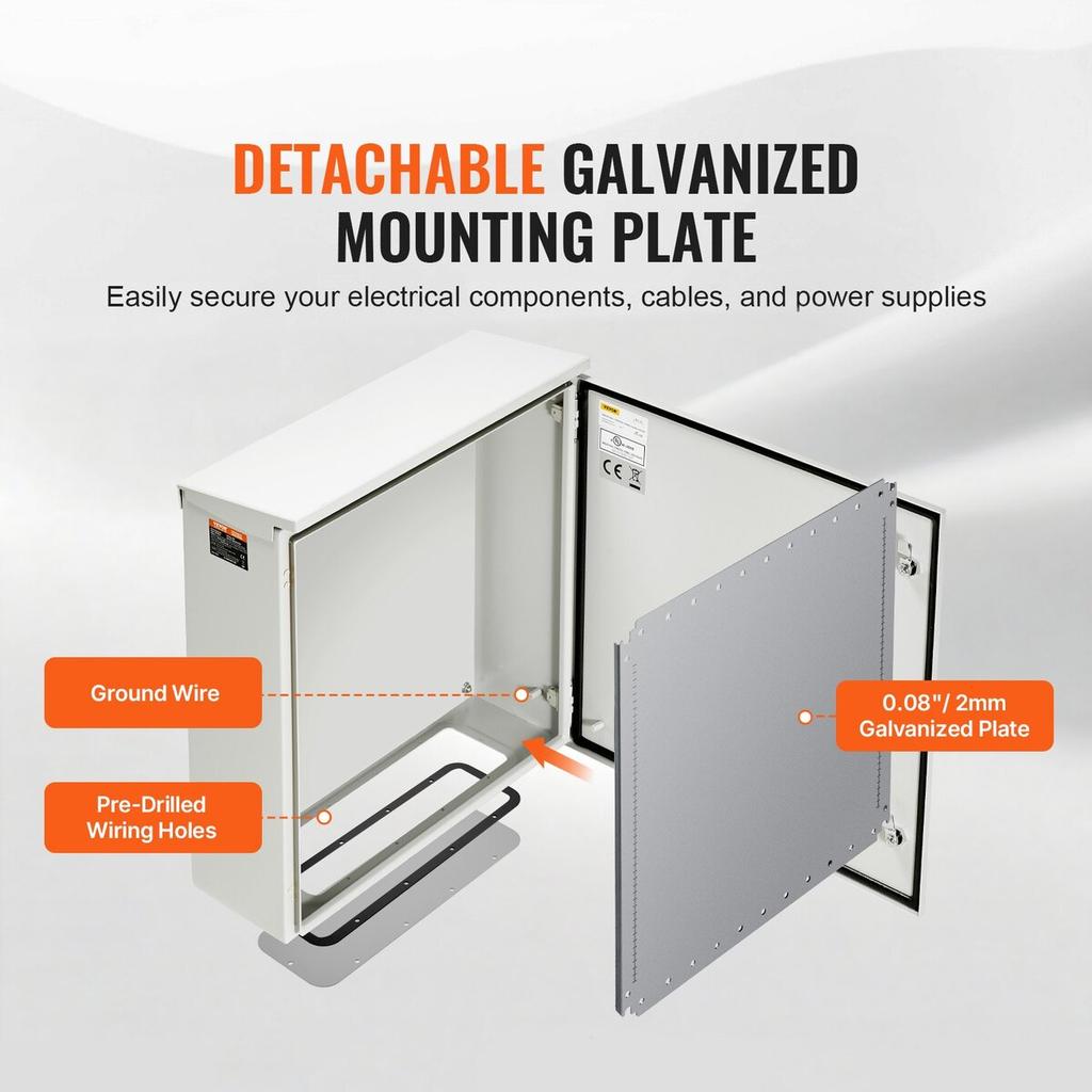 Electrical Steel Enclosure Box NEMA 4 Outdoor Enclosure 24 x 24 x 8'' UL