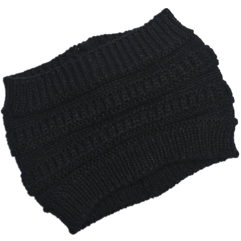 Ladies Knitted Hats Headband Autumn Winter Hats Widened Face Maskvempty Top Ponytail Woolen Hats & Caps