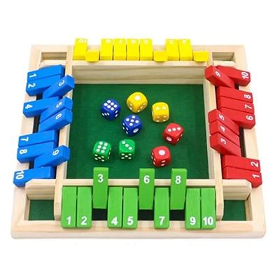 Деревянная игра Shut The Box для 4 игроков Веселая семейная игра в кости с откидными планками Отлично подходит для взаимодействия родителей и детей Веселые игры для вечеринок