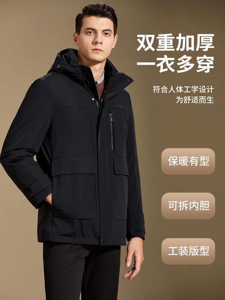 Men's Plush Thickened Detachable Mink-like Inner Lining Hooded Down Jacket