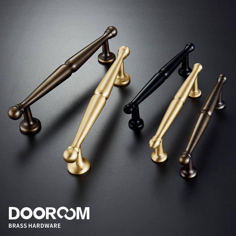 Dooroom Латунные мебельные ручки Гардероб Комод Шкаф Шкафчик Ручка для ящика Черная Бронза Золото Американская Пастораль Европейская Ручка