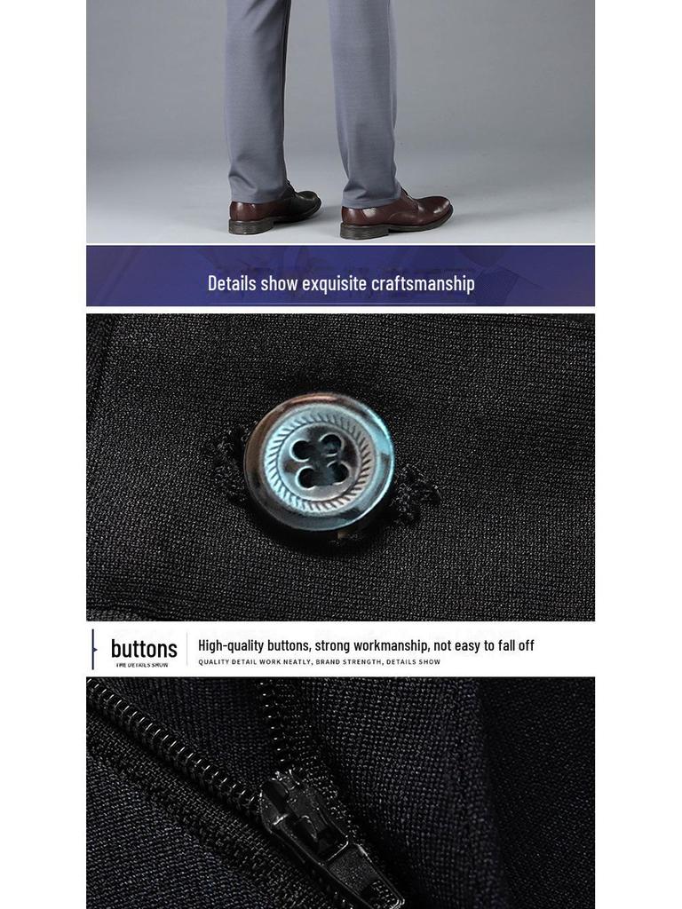 Men's Elastic Knit Straight-Leg Casual Trousers for Spring, Autumn, and Winter