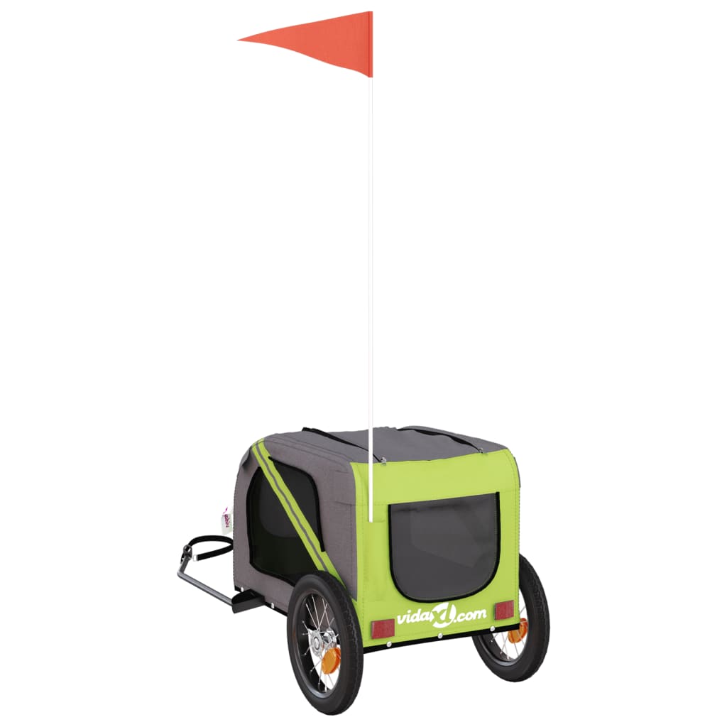Bicycle Trailer for Dogs Green and Grey Oxford Fabric and Iron