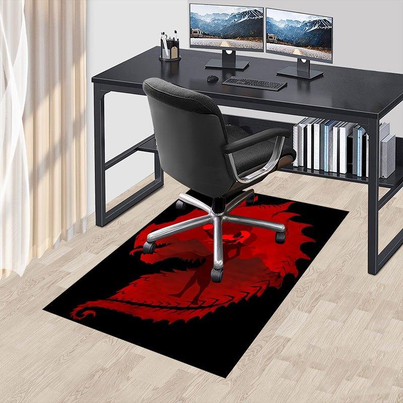 1pc Fire and Blood Office Carpet Chair Mats, Home Decor Mat | Fantasy Theme Mat | Durable Mat, Dragon DecorB24