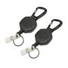 2Pcs Retractable Keychain Heavy Duty Carabiner ID Badge Holder with Retractable Steel Wire Rope