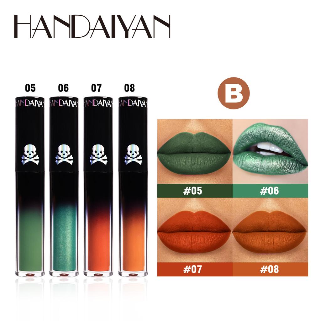 HANDAIYAN Halloween Matte Lip Glaze Set Gothic Velvet Lip Gloss Festival Celebration Red