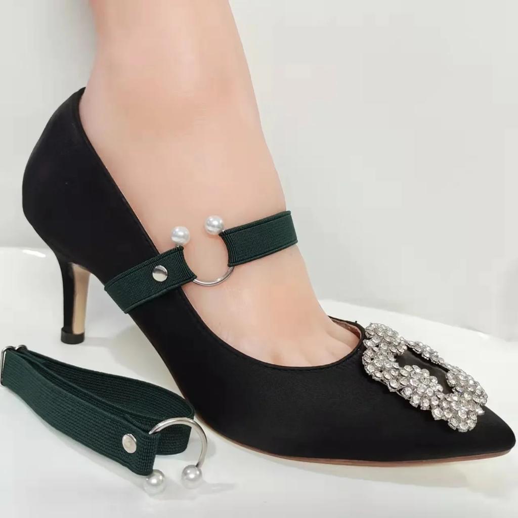 Новые шнурки для туфель на высоком каблуке шириной 1,5 см, женские эластичные шнурки, ремешок для обуви на каблуке, U-образная жемчужная пряжка, шнурки без завязывания, аксессуары для обуви
