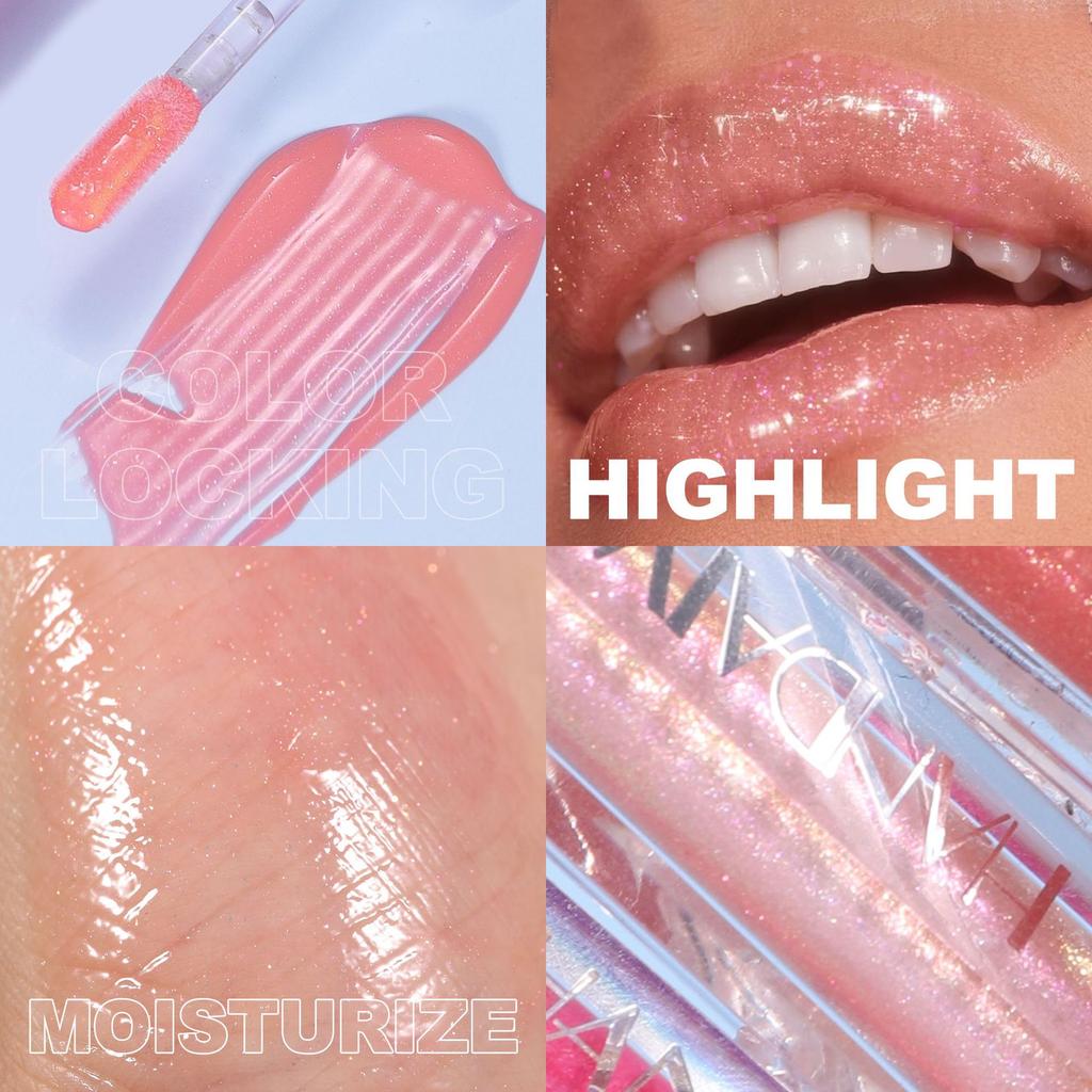 Hydrating Matte Glitter Liquid Lip Gloss , Moisturizing Transparent Plumping Lip Gloss, Tinted for Lip Care and Dry Lip,Glow Oil