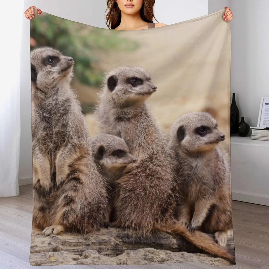 Meerkat family Throw Blanket Cozy Throw Blanket Birthday Gift for Him Her