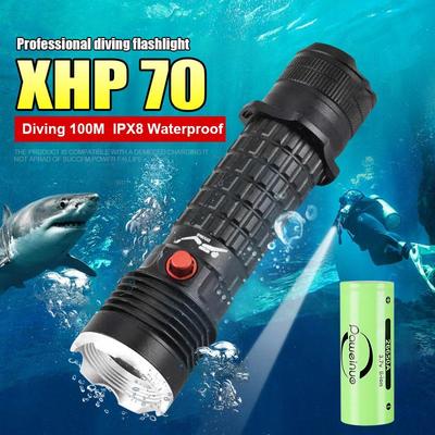 Фонарик для дайвинга IPX8 Профессиональный водонепроницаемый Глубина более 100 метров Дайвинг Мощный свет Подводный фонарь