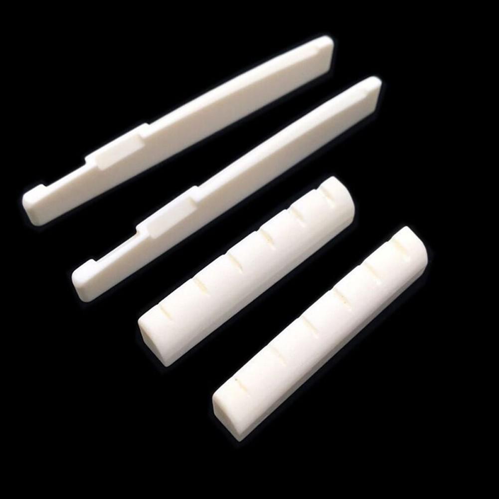 2 Sets Of 4 Pcs 6 String Acoustic Guitar Bone Bridge Saddle 72mm and Nut 43mm