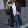 Women Hooded Waterproof Zipper Mid-length Windproof Waterproof Raincoat Jacket