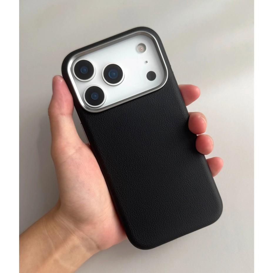 White Leather For Magsafe Magnetic Suction Case For iPhone 16 17 Pro Max Air With Camera AI Buttons Metal Lens Frame Slim Cover