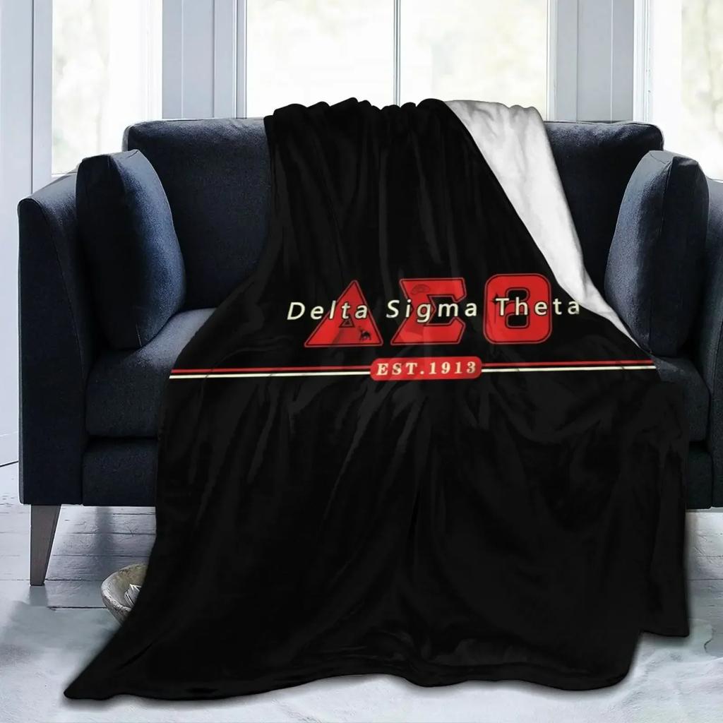 Delta Sorority D Print Throw Blanket Warm Fleece Sofa Cover DST Sigma Theta Tapestry for Bedroom Couch Bed