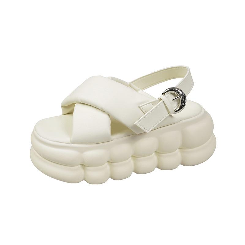 Наступать на дерьмо сандалии с открытым носком женские весна и лето 2025 новые универсальные с перекрестными ремешками 8 см толстая подошва римские пляжные туфли прилив