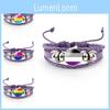 And Colorful Distinctive Rainbow Flag Time Gemstone Purple Leather Bracelet