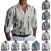 Мужская летняя новая свободная рубашка с длинным рукавом с принтом, кардиган, пляжная рубашка