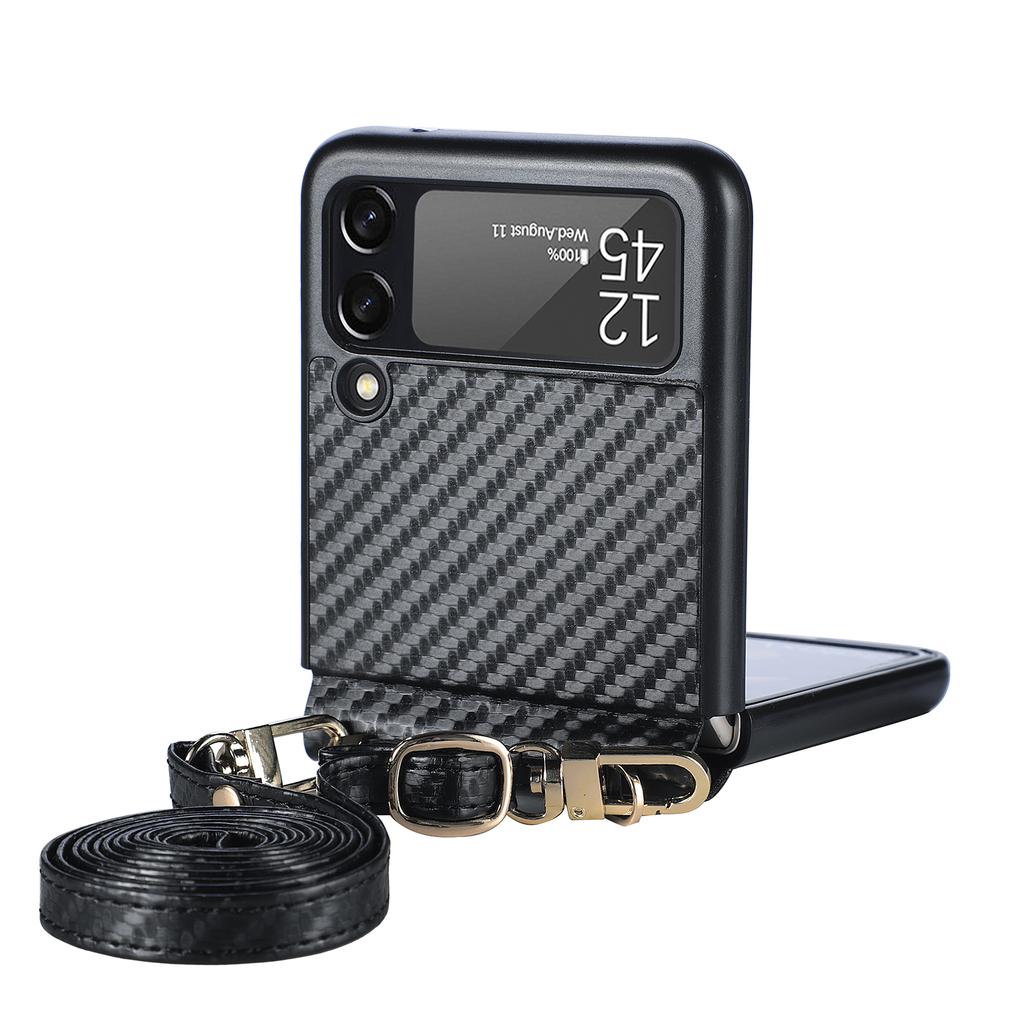 Противоударный чехол из углеродного волокна для Samsung Galaxy Z Flip 3 Flip4 Flip 4 5g Flip3, противоскользящий ремешок для телефона, чехол для мобильного телефона