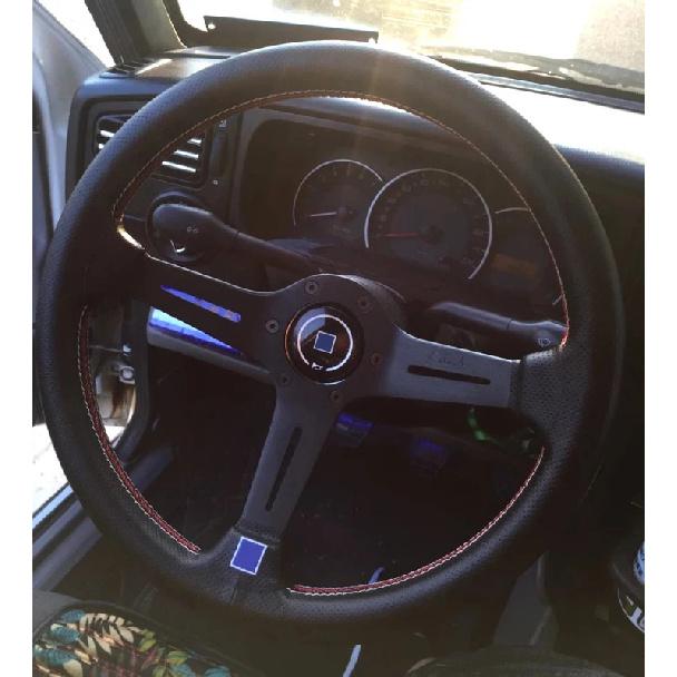 Spceddy For Steering Wheel 14inch 350mm Perforated Leather Concave Car Sports Steering Wheel