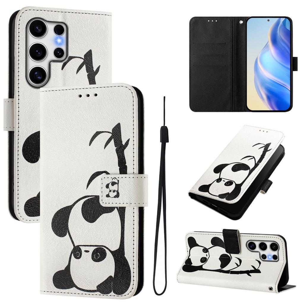 Cute Panda Luxury Painted Leather Case Wallet PU Leather Book Style Cover for Samsung Galaxy S21 S22 S23 S24,Note10 Note20,A13 A15 A16 A06 A54...