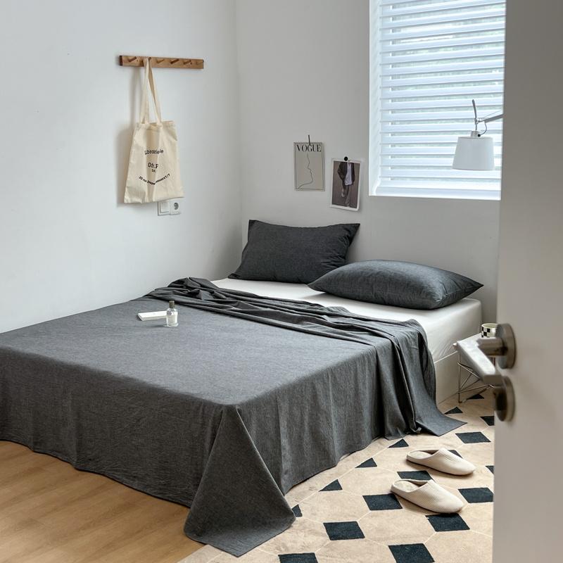 Cotton yarn dyed student dormitory single and double person cotton washed cotton bed sheets