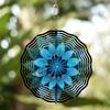25.4cm Mandala Flower Metal Wind Chime - Durable Hanging Spinner with Blue & Golden Design for Indoor/Outdoor Garden and Patio Decor
