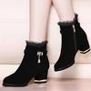 New Autumn Fashion Boots Women Fur Winter Warm Pointed Ankle Boots Sexy High Heel Rhinestone Decoration Zipper Women Boots