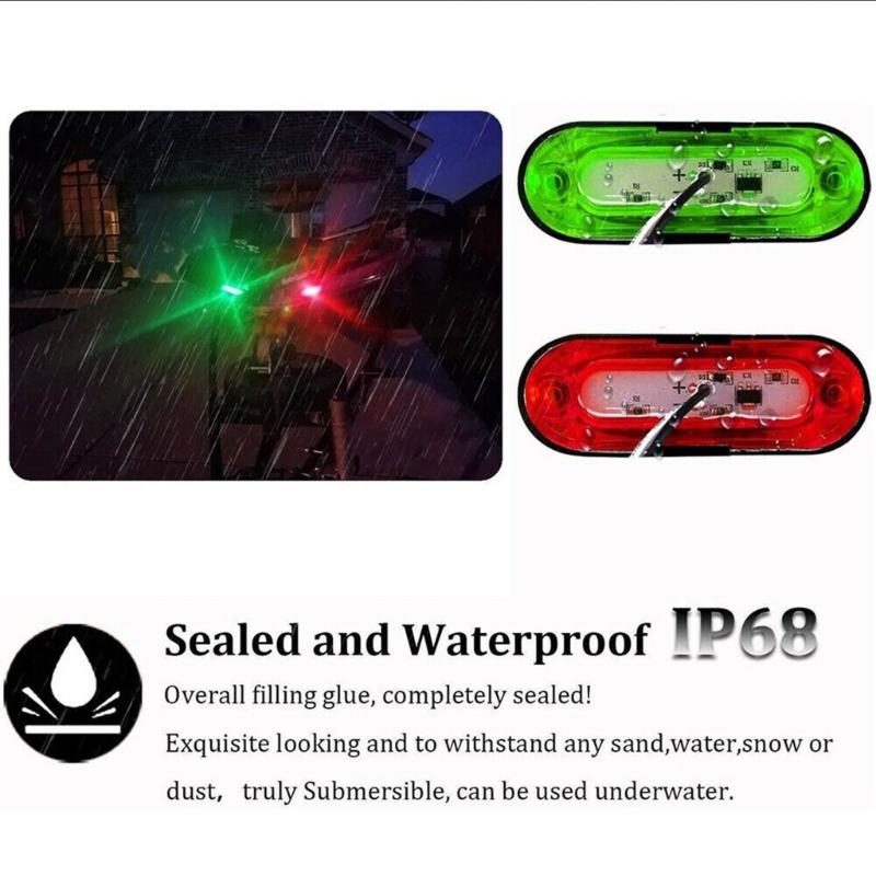 Red Green LED Marine Navigation Light 12V Waterproof Boat Signal Warning Light For Yacht Ship Safety