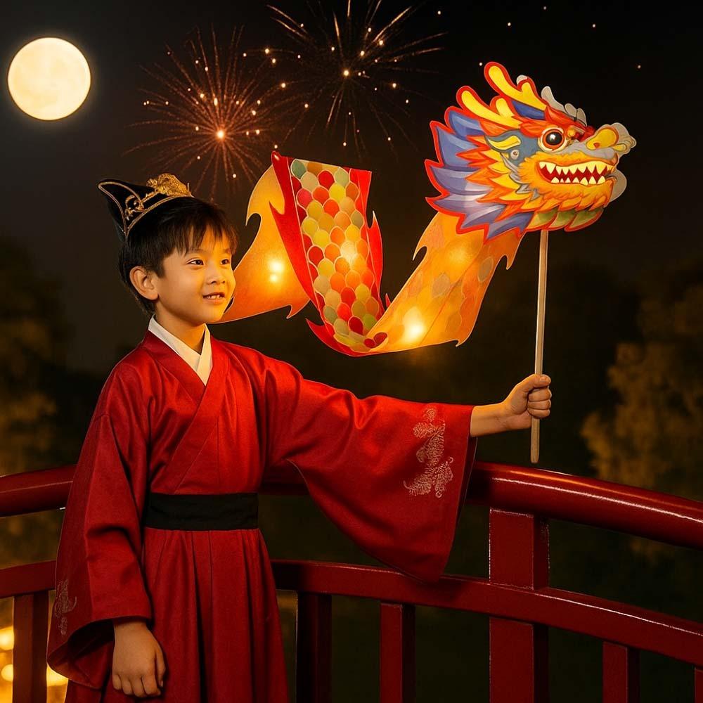 Handheld Children's Loong Lantern Handmade Dragon Lantern Dance Cute Mid-Autumn Festival Lamp  Gift