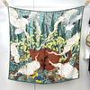 88*88cm Chinese Pure Mulberry Silk Temperament Art Pattern Square Scarf Shawl Neckerchief Women Cloth Accessories