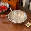 Кастрюля для лапши быстрого приготовления из нержавеющей стали Маленькая кастрюля на одного человека Высококачественный внешний вид Деревянная ручка Горшок для закусок Маленькая кастрюля для готовки