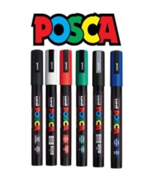 Marqueur - POSCA - PC-5M - Lot de 6 - Pointe conique 2,5 mm - Couleurs variées